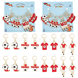 Alloy Enamel Pendant Locking Stitch Markers, 304 Stainless Steel Leverback Earring & Steel Wine Glass Charm Rings Stitch Marker, Football Theme, Mixed Color, 4~5.2cm, 4 style, 3pcs/style, 12pcs/set(HJEW-AB00172)