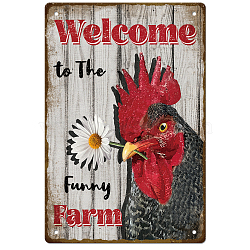 Vintage Metal Tin Sign, Iron Wall Decor for Bars, Restaurants, Cafes Pubs, Rectangle, Rooster, 300x200x0.5mm(AJEW-WH0189-145)