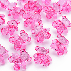 Transparent Acrylic Beads, Bear, Camellia, 26.5x24.5x15mm, Hole: 3mm, about 135pcs/500g(MACR-S373-71-B04)