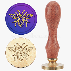 Wax Seal Stamp Set, Sealing Wax Stamp Solid Brass Head,  Wood Handle Retro Brass Stamp Kit Removable, for Envelopes Invitations, Gift Card, Bees, 83x22mm, Stamps: 25x14.5mm(AJEW-WH0208-1227)