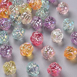 Transparent Acrylic Beads, AB Color, Flower, Mixed Color, 11.5x11.5mm, Hole: 1.8mm(X-TACR-S154-33C)