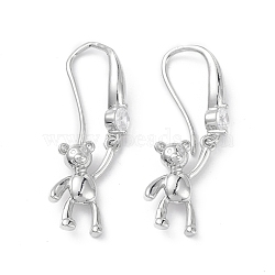 Bear Rack Plating Brass Cubic Zirconia Dangle Earrings for Women, Lead Free & Cadmium Free, Long-Lasting Plated, Platinum, 35mm, Pin: 0.9mm(EJEW-K245-24P)