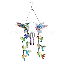 DIY Diamond Painting Windchime Decoration Kits, Including Resin Rhinestones, Pen, Tray & Glue Clay, Colorful, 730x190mm(PW-WG80569-03)