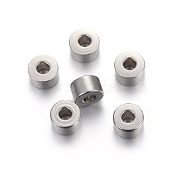 304 Stainless Steel Spacer Beads, Flat Round, Stainless Steel Color, 6x4mm, Hole: 2.5mm(STAS-P223-14P)
