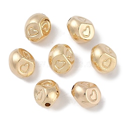 CCB Plastic Beads, Nuggets with Heart, Gold, 9x7.5x7.5mm, Hole: 1.6mm(ALUM-U001-06A)