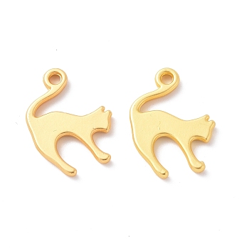 Rack Plating Alloy Pendants, Cadmium Free & Lead Free & Nickle Free, Cat Charm, Matte Gold Color, 19x14x2mm, Hole: 1.8mm