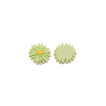 Opaque Resin Cabochons, Sunflower, Lawn Green, 25x6.5mm