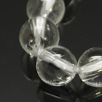 Natural Quartz Crystal Beads Strands, Rock Crystal Beads, Round, 12mm, Hole: 1mm, about 16pcs/strand, 7.5 inch