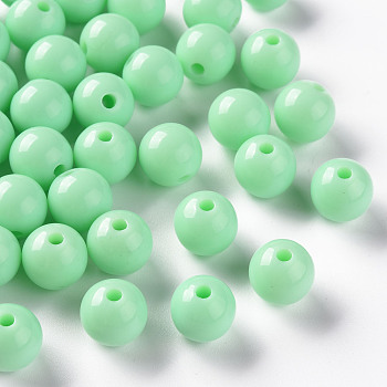 Opaque Acrylic Beads, Round, Aquamarine, 10x9mm, Hole: 2mm, about 940pcs/500g