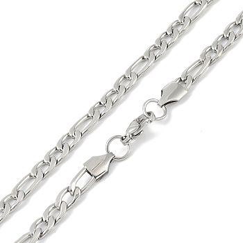 Non-Tarnish 201 Stainless Steel Figaro Chain Necklaces, Stainless Steel Color, 21.65 inch(55cm)