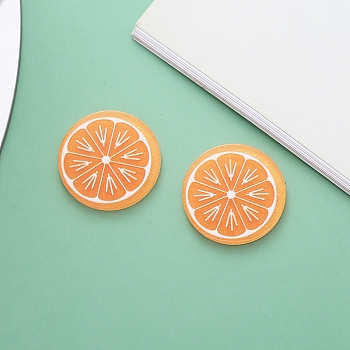 Opaque Resin Decoden Cabochons, with Glitter Powder, Orange, Light Coral, 21mm