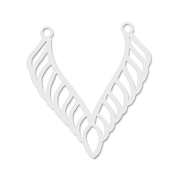 201 Stainless Steel Pendant Links, Laser Cut, Wing, Stainless Steel Color, 29.5x27x1mm, Hole: 1.6mm
