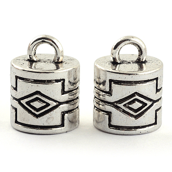 Tibetan Style Alloy Cord Ends, End Caps, Cadmium Free & Lead Free, Antique Silver, 22x17mm, Hole: 4.5mm, about 160pcs/1000g, Inner Diameter: 14.5mm
