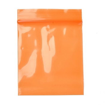 Solid Color PE Zip Lock Bags, Resealable Small Jewelry Storage Bags, Self Seal Bag, Top Seal, Rectangle, Orange, 8x6cmm, Unilateral Thickness: 2.7 Mil(0.07mm), about 90~100pcs/bag