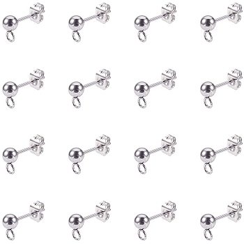 DIY Earring Making, with 304 Stainless Steel Ear Stud Components and 304 Stainless Steel Ear Nuts/Earring Backs, Stainless Steel Color, 40pcs/box