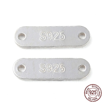925 Sterling Silver Connector Charms, Oval Links with 925 Stamp, Silver, 6x11x0.6mm, Hole: 0.9mm