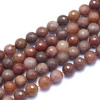 Natural Strawberry Quartz Beads Strands, Round, Faceted(128 Facets), 10mm, Hole: 1.2mm, about 38pcs/Strand, 15.55 inch(39.5cm)