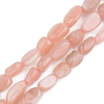 Natural Sunstone Beads Strands, Tumbled Stone, Nuggets, 5~13x5~10x3~8mm, Hole: 1mm, about 40~60pcs/strand, 14.57 inch~15.74 inch(37~40cm)