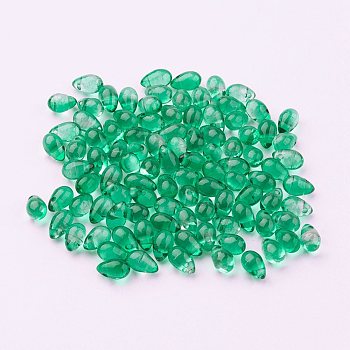 Transparent Resin Beads, Top Drilled Beads, Teardrop, Medium Sea Green, 7x5mm, Hole: 1mm