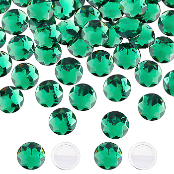 50Pcs Self-Adhesive Acrylic Rhinestone Stickers, for DIY Decoration and Crafts, Faceted, Half Round, Green, 25x6mm