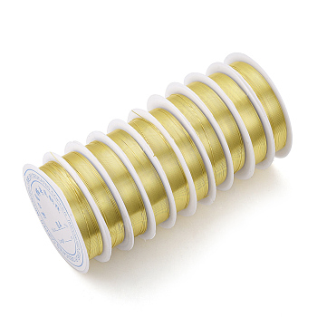 Round Copper Jewelry Wire, Long-Lasting Plated, Light Gold, 22 Gauge, 0.6mm, about 16.4 Feet(5m)/roll