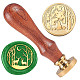 Golden Tone Brass Wax Seal Stamp Head with Wooden Handle(AJEW-WH0208-844)-1