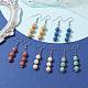 Dyed Nature Lava Rock Round Beaded Dangle Earrings for Women(EJEW-JE05636)-2