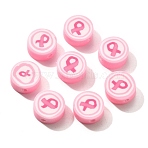 Handmade Polymer Clay Beads, Flat Round, Pearl Pink, 9x4mm, Hole: 1.7mm(CLAY-R006-01A)