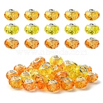 30Pcs 3 Colors Handmade Glass European Beads, Large Hole Beads, Silver Color Brass Core, Mixed Color, 14x8mm, Hole: 5mm, 10pcs/color(GLAA-YW0004-21A)