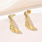 304 Stainless Steel Stud Earrings for Women, Ion Plating(IP), Golden, 27.5x9mm(EJEW-K333-25G)
