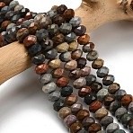 Natural Alashan Agate Beads Strands, Faceted, Rondelle, Colorful, 8x5.5mm, Hole: 1.2mm, about 69pcs/strand, 15.16''(38.5cm)(G-Z111-A39-01)