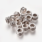 Tibetan Style Alloy European Beads, Large Hole Beads, Column, Antique Silver, 8x4.5mm, Hole: 4.5~5mm(LF10451Y-NF)