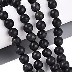 Natural Black Gold Gemstone Beads Strands, Smooth Round, 8~8.5mm, Hole: 0.8~1mm, about 44~47pcs/strand, 14.37~15.35 inch(36.5~39cm)(G-Q601-13A-09)