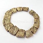 Electroplated Natural Dragon Bone Stone Graduated Beads Strands, Trapezoid, Golden Plated, 24~36x22~30x6~8mm, Hole: 1.5~2mm, about 15pcs/strand, 12.2 inch~12.4 inch(G-I177-01A)