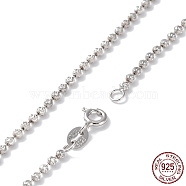 Rhodium Plated 925 Sterling Silver Ball Chain Necklace for Women, with S925 Stamp, Real Platinum Plated, 18-1/8 inch(46cm)(NJEW-A014-03P)