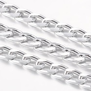 Aluminum Twisted Chains Curb Chains, Unwelded, Lead Free and Nickel Free, Oxidated in Silver, Size: about Chain: 9mm long, 5mm wide, 1.5mm thick(CHA-K1631-7)