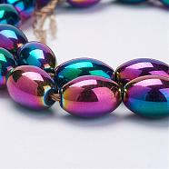 Electroplate Magnetic Synthetic Hematite Strands, Oval, Grade A, Multi-color Plated, 8x12mm, Hole: 1mm, about 34pcs/strand, 16.61 inch(G-F424-21A)