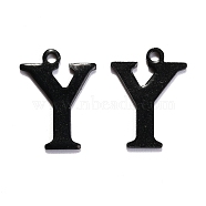 304 Stainless Steel Alphabet Charms, Electrophoresis Black, Letter.Y, 12.5x9.5x0.7mm, Hole: 1mm(STAS-H122-Y-EB)