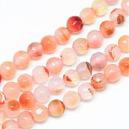 Natural Carnelian Bead Strands, Dyed, Faceted, Round, 4~5mm, Hole: 1mm, about 92pcs/strand, 14.3 inch(G-R346-4mm-25)