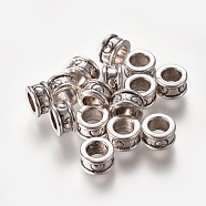 Tibetan Style Alloy European Beads, Large Hole Beads, Column, Antique Silver, Lead Free & Cadmium Free & Nickel Free, 8x4.5mm, Hole: 5.5mm(LF10451Y-NF)