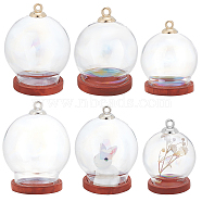 6 Sets 3 Style Glass Dome Cover, Decorative Display Case, Cloche Bell Jar Terrarium with Wood Base, and 10Pcs 2 Color Plastic Bead Cap Pendant Bails, Mixed Color, Jar: 30.5~40x35~44mm, Bail: 7x10mm, Hole: 2mm(ODIS-DR0001-02)