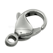 316 Stainless Steel Lobster Claw Clasps, Parrot Trigger Clasps, Manual Polishing, about 6.2mm wide, 12mm long, hole: 1mm(X-316-FL12A)