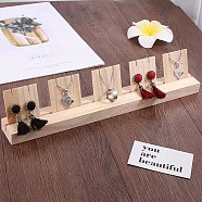 1-Slot Wooden Earring Display Card Stands, Jewelry Organizer Holder with Earring Display Cards, for Earring, pendant Necklace Storage, Wheat, Finish Product: 34.4x7.8x9.5cm, Hole: 1.2mm(EDIS-R027-01B-01)