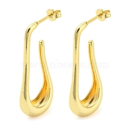 Rack Plating Brass Teardrop Stud Earrings, Half Hoop Earrings, Long-Lasting Plated, Cadmium Free & Lead Free, Real 18K Gold Plated, 35.5x6.5mm(EJEW-P242-04G)