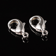 Brass Lobster Claw Clasps, Parrot Trigger Clasps, Cadmium Free & Nickel Free & Lead Free, Silver, 15x8x3mm, Hole: 2mm(KK-903-S-NF)