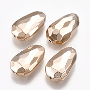 CCB Plastic Beads, Faceted, teardrop, Rose Gold, 27.5x16x10mm, Hole: 1.5mm, about 165pcs/500g(CCB-S160-302)