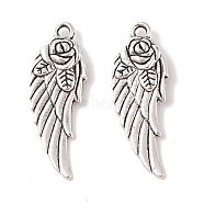 Alloy Pendants, Wing, Antique Silver, 31x11.5x3.5mm, Hole: 2mm(PALLOY-P120-09)