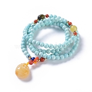 Synthetic Turquoise Beaded Necklaces, with Imitation Beeswax Resin Pendants, South Red Agate and Alloy Beads, Golden, 20 inch(51cm)(NJEW-G332-02G)