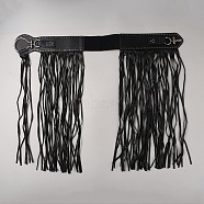 Imitation Leather Elastic Waist Belts, Tassel Lace-up Waist Belt with Alloy Clasp for Women Girl, Black, 25-1/2 inch(64.7cm)(AJEW-WH20020-004)