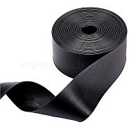 Imitation Leather Ribbon, Flat, Garment Accessories, Black, 1-5/8 inch(40mm), 5m/bundle(OCOR-WH0065-19A-01)